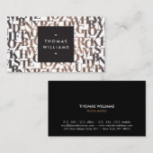 茶色の木製抽象芸術レターフォーム作家、ライター 名刺 (正面/裏面)