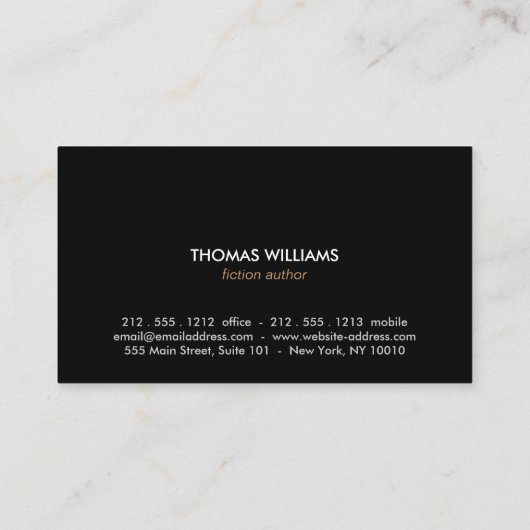 茶色の木製抽象芸術レターフォーム作家、ライター 名刺 (裏面)