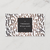 茶色の木製抽象芸術レターフォーム作家、ライター 名刺 (正面)