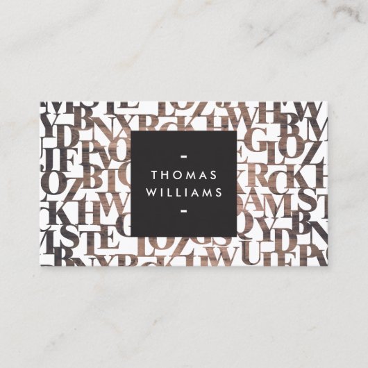 茶色の木製抽象芸術レターフォーム作家、ライター 名刺 (正面)