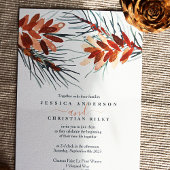 茶色の松のコーン、松の針結婚式招待状 招待状