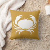 茶色の枕にカニの白 クッション (ブランケット)