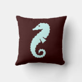 茶色の枕に海馬の青 クッション (裏面)