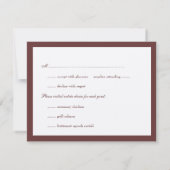 茶色の枠が輝く伝統的な結婚式の返信 招待状 (裏面)