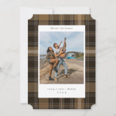 茶色の格子模様の色を変えるフォトクリスマスカード シーズンカード (正面)