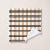 茶色の格子縞チェックパターン バスタオルセット (ウォッシュタオル)