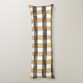 茶色の格子縞チェックパターン ボディピロー (裏面 (縦))
