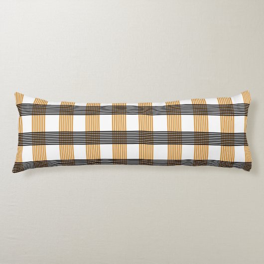 茶色の格子縞チェックパターン ボディピロー (正面)