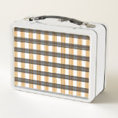 茶色の格子縞チェックパターン メタルランチボックス (裏面)