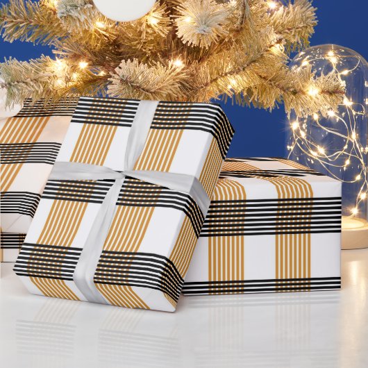 茶色の格子縞チェックパターン ラッピングペーパー (クリスマス)
