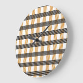 茶色の格子縞チェックパターン ラージ壁時計 (傾斜)