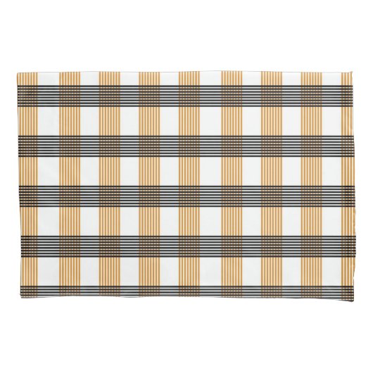 茶色の格子縞チェックパターン 枕カバー (正面)