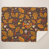 茶色の森のキノコと秋の植物 シェルパブランケット (正面(横))