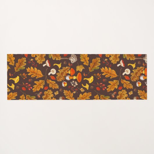 茶色の森のキノコと秋の植物 ヨガマット (裏面(横))