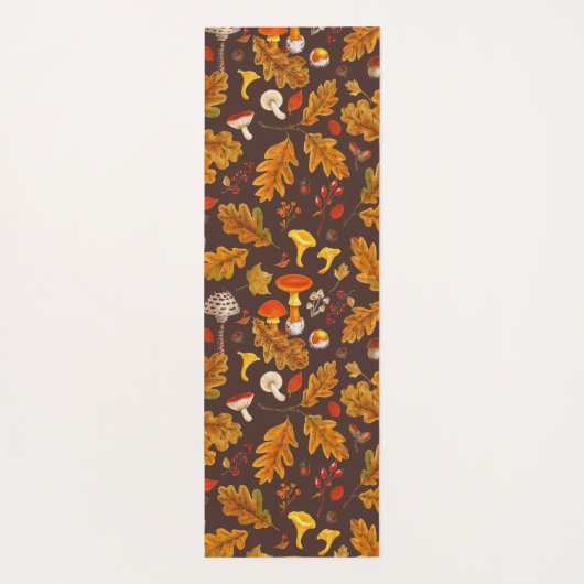 茶色の森のキノコと秋の植物 ヨガマット (裏面)