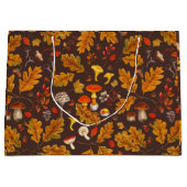 茶色の森のキノコと秋の植物 ラージペーパーバッグ (正面)