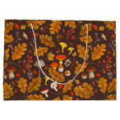 茶色の森のキノコと秋の植物 ラージペーパーバッグ (裏面)