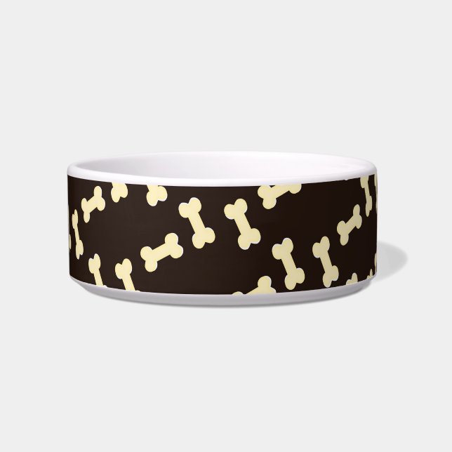 茶色の模様に犬の骨 ボウル (正面)