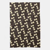 茶色の模様の犬の骨 キッチンタオル (縦)