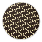 茶色の模様の犬の骨 セラミックノブ (正面)