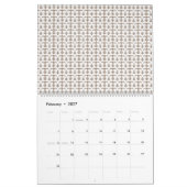 茶色の模様の白い背景 カレンダー (2月 2027)