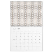 茶色の模様の白い背景 カレンダー (3月 2027)