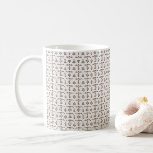 茶色の模様の白い背景 コーヒーマグカップ (ドーナツ)