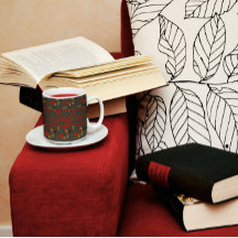 茶色の模様の野生の花の赤いポピーのコーヒーマグ