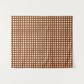 茶色の正方形メッシュグリッドデザイン タペストリー (正面(横))
