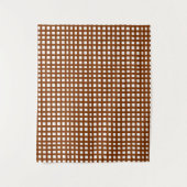 茶色の正方形メッシュグリッドデザイン タペストリー (正面)