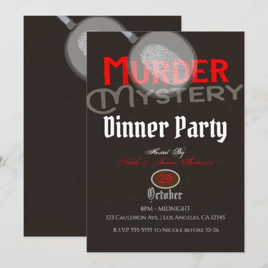 茶色の殺人ミステリー・ディナー・パーティ 招待状 (正面/裏面)