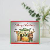 茶色の毛皮のはがきを全て着たレアサンタ ポストカード (スタンド正面)