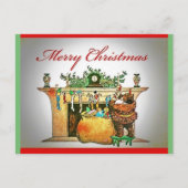 茶色の毛皮のはがきを全て着たレアサンタ ポストカード (正面)