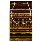 茶色の民族のアフリカの金パターン スモールペーパーバッグ (裏面)