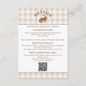 茶色の水彩画のウサギ　ベージュのギンガム　ラスティック エンクロージャーカード (正面)