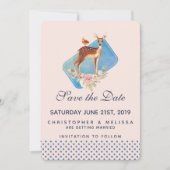 茶色の水彩鹿が織りなす、素朴な優雅さのウェディング セーブザデート (正面)