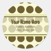 茶色の水玉模様と黄色の住所 シール (正面)