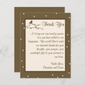 茶色の水玉模様に4x5フラットサンキューカード鳥 サンキューカード (正面/裏面)