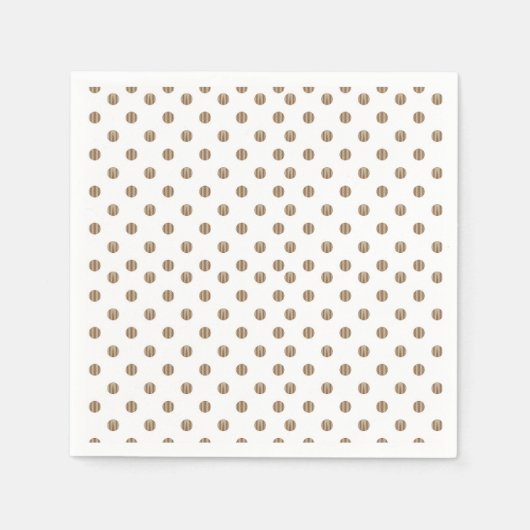 茶色の水玉模様を持つ白い背景 スタンダードカクテルナプキン (正面)
