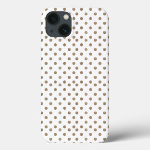 茶色の水玉模様を持つ白い背景 iPhone 13ケース