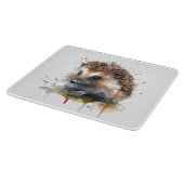 茶色の水色の可愛い小さなハリネズミ カッティングボード (角)