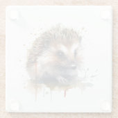 茶色の水色の可愛い小さなハリネズミ ガラスコースター (裏面)