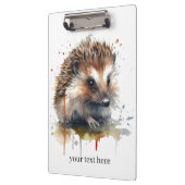 茶色の水色の可愛い小さなハリネズミ クリップボード (左)