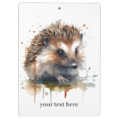 茶色の水色の可愛い小さなハリネズミ クリップボード (裏面)