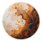 茶色の水色の自然色 セラミックノブ (正面)