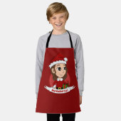 茶色の波毛のクリスマスガール エプロン (着用した状態)