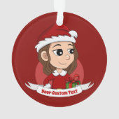 茶色の波毛のクリスマスガール オーナメント (裏面)