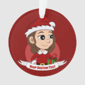 茶色の波毛のクリスマスガール オーナメント (正面)