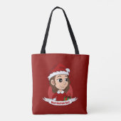 茶色の波毛のクリスマスガール トートバッグ (裏面)