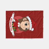 茶色の波毛のクリスマスガール フリースブランケット (正面(横))